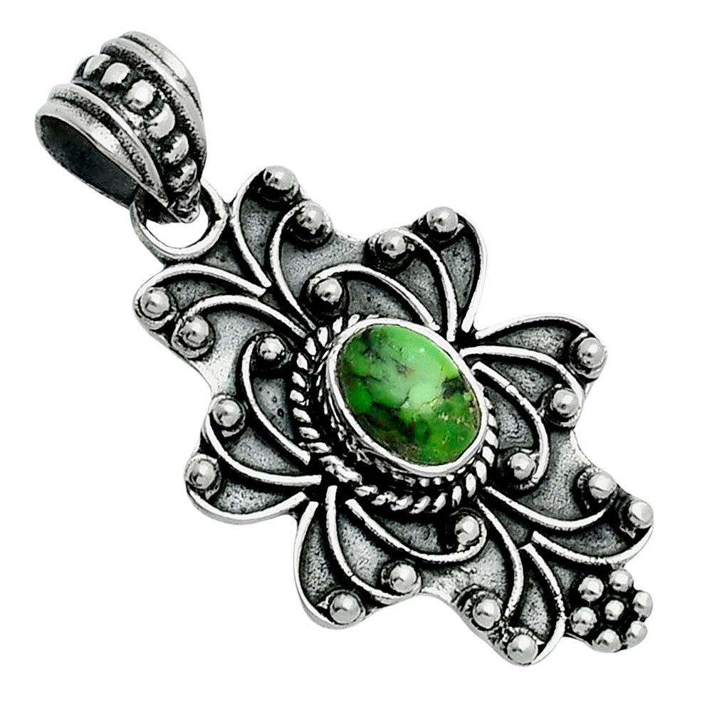 Premium Quality Natural Green Matrix Turquoise Pendant P-1558 53-EP10503