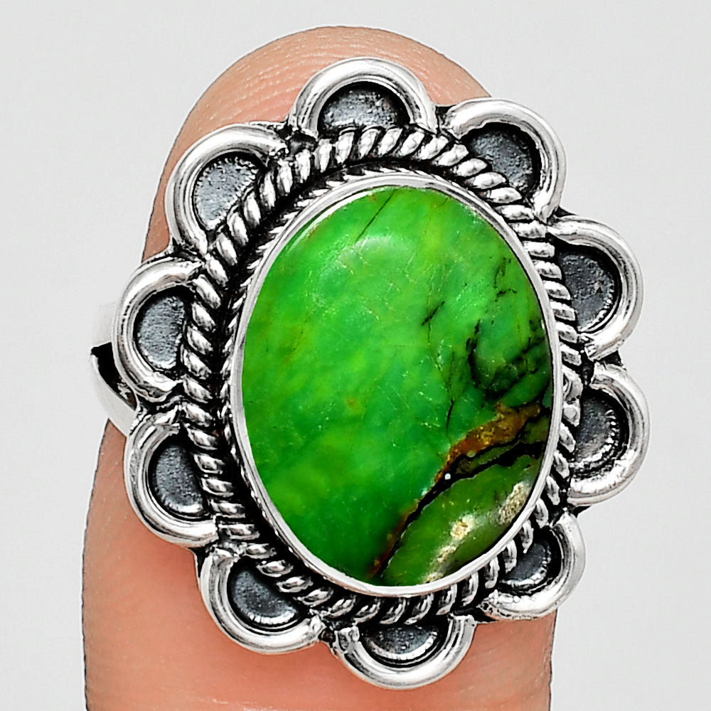 Premium Quality Green Matrix Turquoise Ring size-7 R-1221 53-ER14340