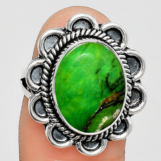 Premium Quality Green Matrix Turquoise Ring size-7 R-1221 53-ER14340
