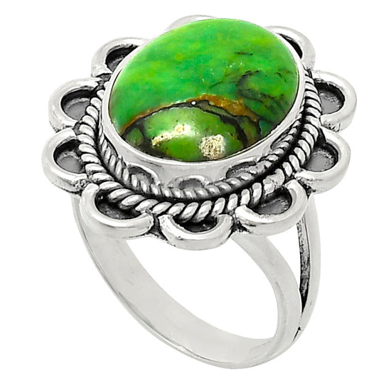 Premium Quality Green Matrix Turquoise Ring size-7 R-1221 53-ER14340