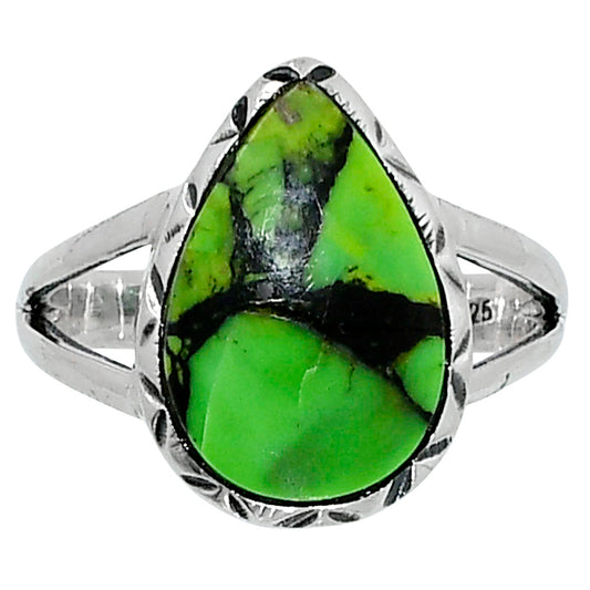 Premium Green Matrix Turquoise Ring size-7 R-1074 53-ER14363