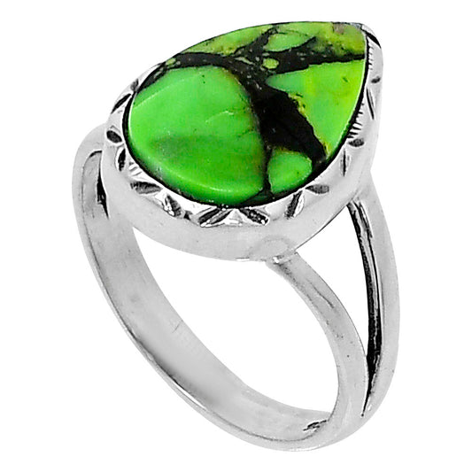 Premium Green Matrix Turquoise Ring size-7 R-1074 53-ER14363