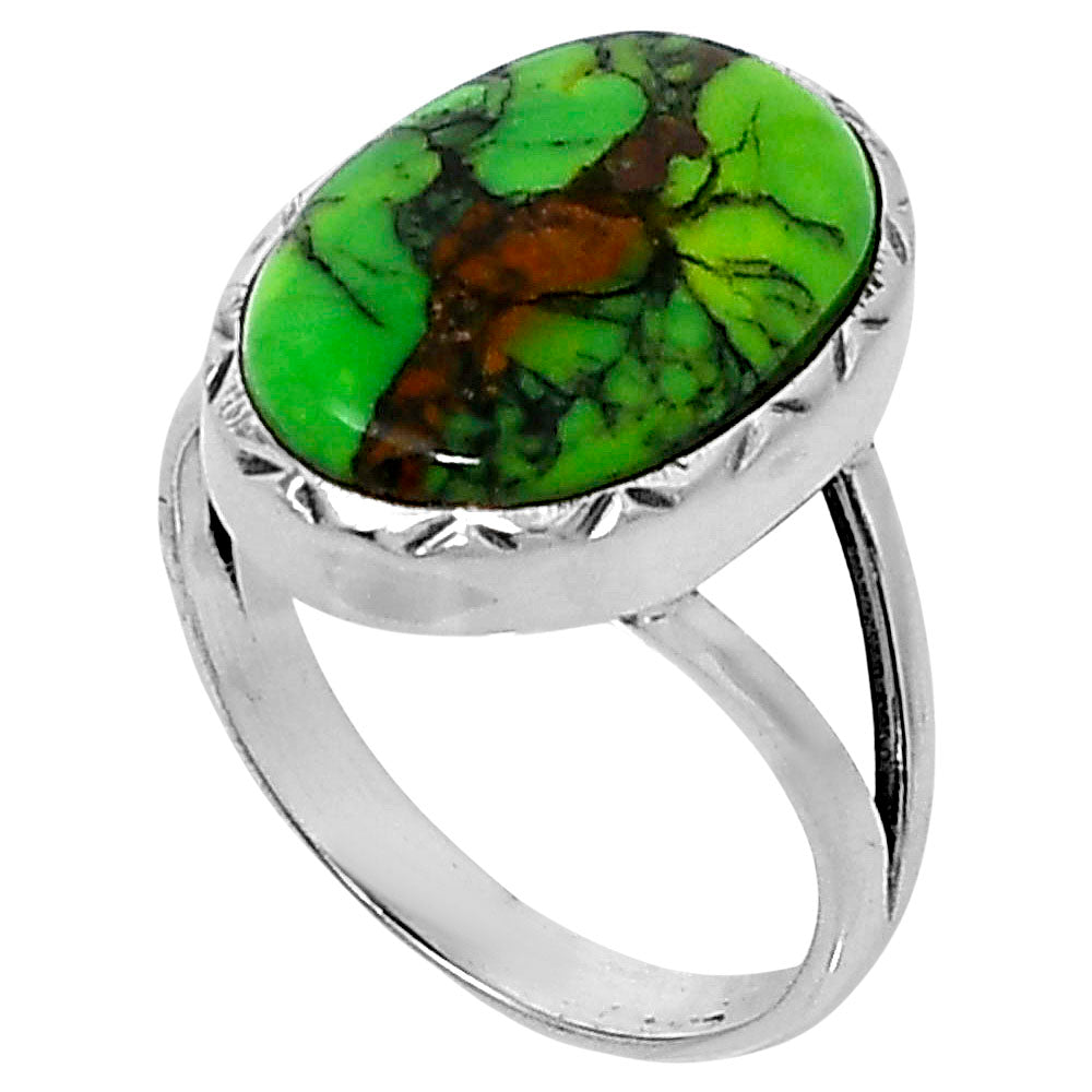 Premium Green Matrix Turquoise Ring size-7 R-1074 53-ER14364