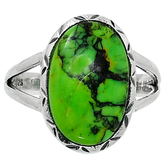 Premium Green Matrix Turquoise Ring size-7 R-1074 53-ER14365