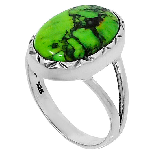 Premium Green Matrix Turquoise Ring size-7 R-1074 53-ER14365