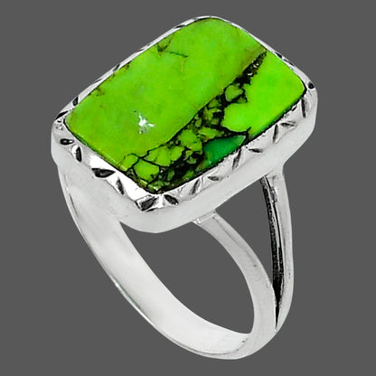 Premium Green Matrix Turquoise Ring size-7 R-1074 53-ER14368