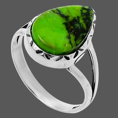 Premium Green Matrix Turquoise Ring size-9 R-1074 53-ER14378