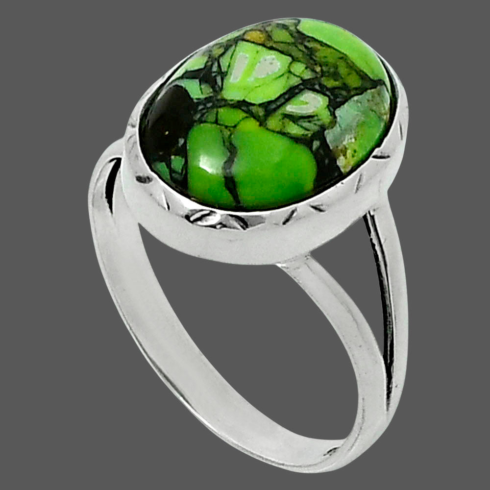 Premium Green Matrix Turquoise Ring size-9 R-1074 53-ER14379