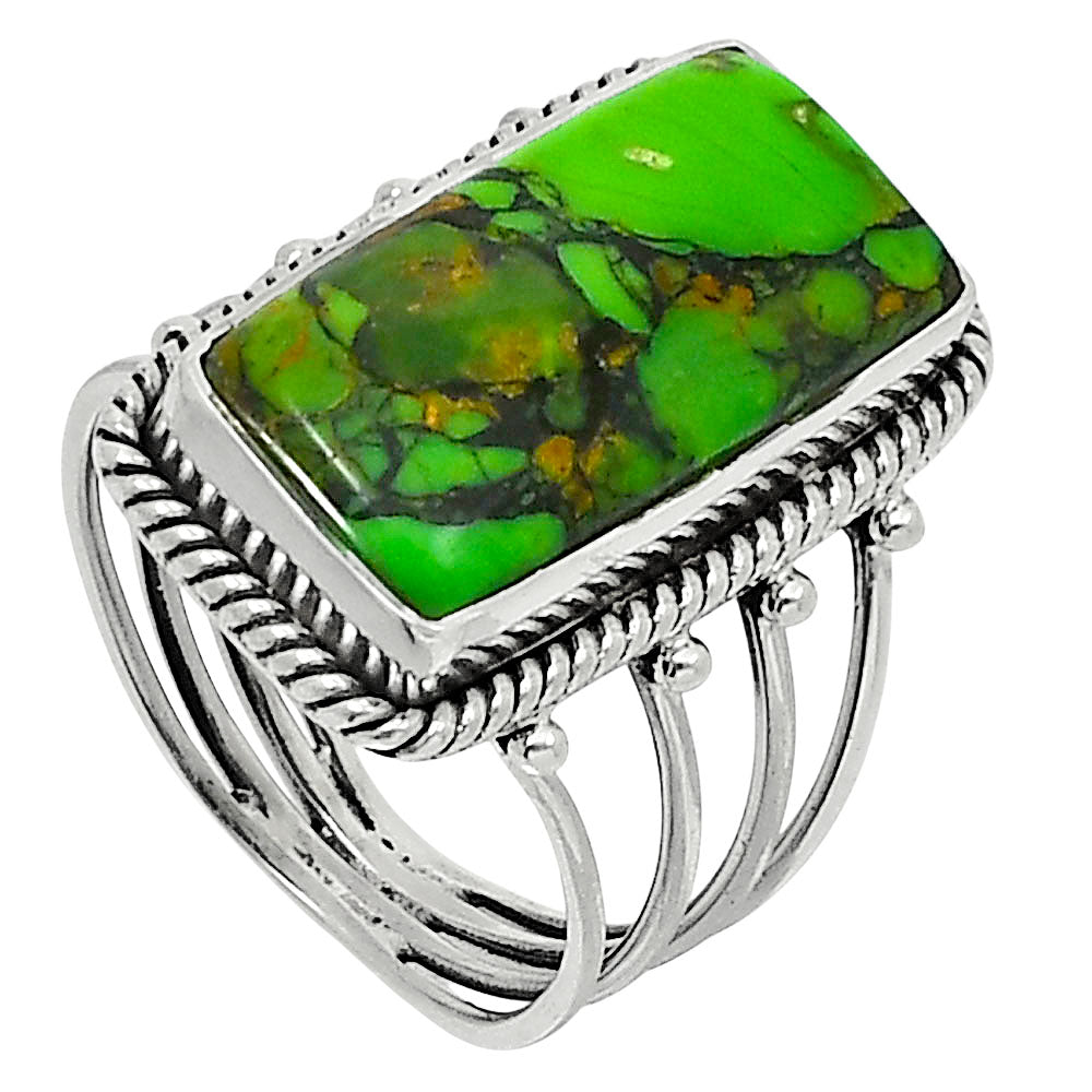 Premium Green Matrix Turquoise Ring size-9 R-1010 53-ER14411