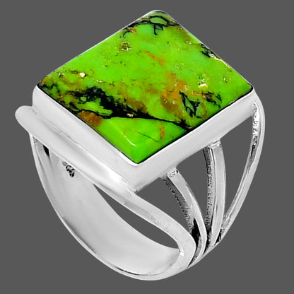 Premium Green Matrix Turquoise Ring size-7 R-1219 53-ER14415