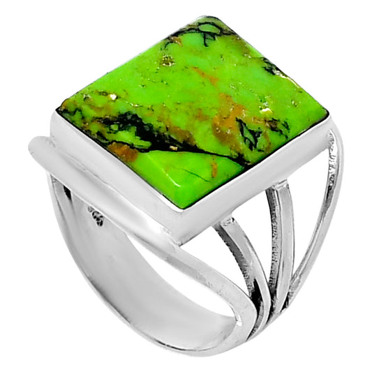 Premium Green Matrix Turquoise Ring size-7 R-1219 53-ER14415