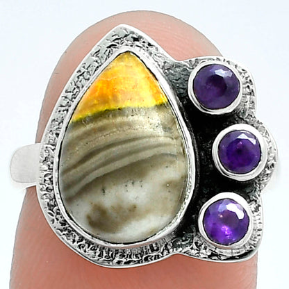 Premium Quality Indonesian Bumble Bee & Amethyst Ring size-7 R-1655 54-ER14426