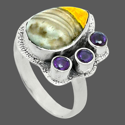 Premium Quality Indonesian Bumble Bee & Amethyst Ring size-7 R-1655 54-ER14426