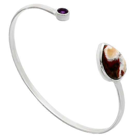 Premium Rosetta Picture Jasper & Amethyst Cuff Bangle Bracelet B-1004 56-EB10559