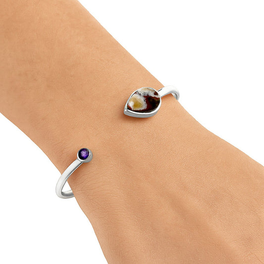 Premium Rosetta Picture Jasper & Amethyst Cuff Bangle Bracelet B-1004 56-EB10559