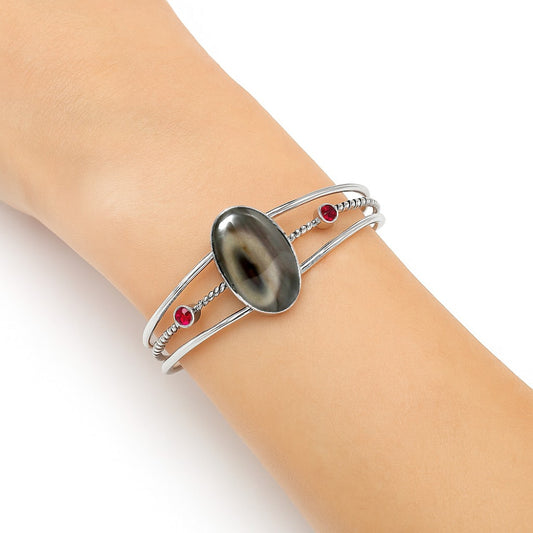 Premium Imperial Jasper & Garnet Cuff Bangle Bracelet B-1011 56-EB10561