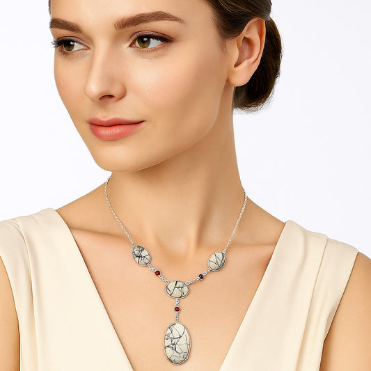 Premium Quality Porcelain Jasper & Garnet Necklace N-1023 56-EN10155