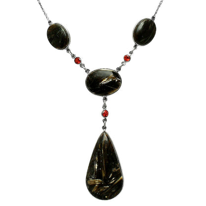 Premium Quality Bat Cave Jasper & Garnet Necklace N-1023 56-EN10157