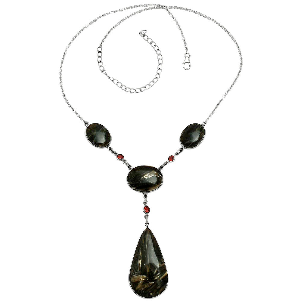 Premium Quality Bat Cave Jasper & Garnet Necklace N-1023 56-EN10157