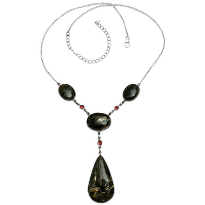 Premium Quality Bat Cave Jasper & Garnet Necklace N-1023 56-EN10157