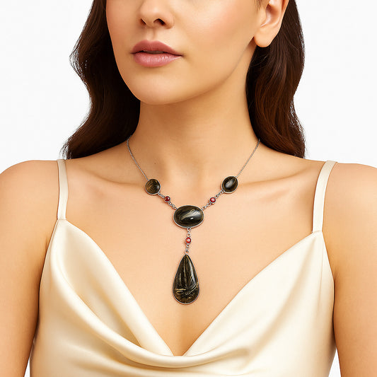 Premium Quality Bat Cave Jasper & Garnet Necklace N-1023 56-EN10157