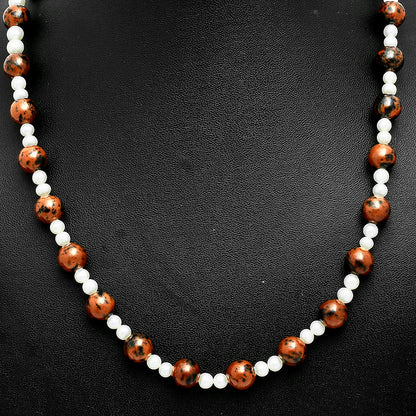 Premium Australian Pilbara Jasper & Pearl Beaded Necklace N-1025 56-EN10159