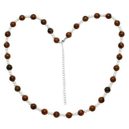 Premium Australian Pilbara Jasper & Pearl Beaded Necklace N-1025 56-EN10160