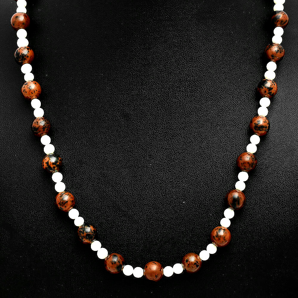 Premium Australian Pilbara Jasper & Pearl Beaded Necklace N-1025 56-EN10161