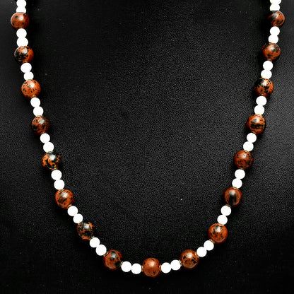Premium Australian Pilbara Jasper & Pearl Beaded Necklace N-1025 56-EN10161