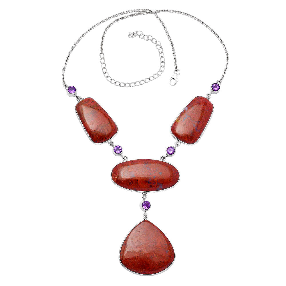 Snake Skin Jasper & Amethyst Necklace N-1023 56-EN10162