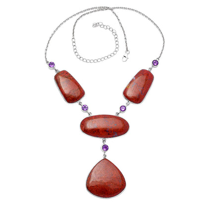 Snake Skin Jasper & Amethyst Necklace N-1023 56-EN10162