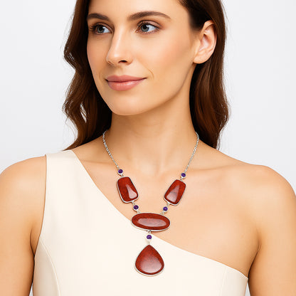 Snake Skin Jasper & Amethyst Necklace N-1023 56-EN10162