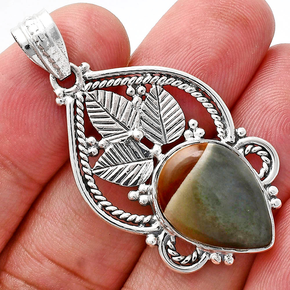Premium Quality Polygram Jasper Pendant P-1258 56-EP10533