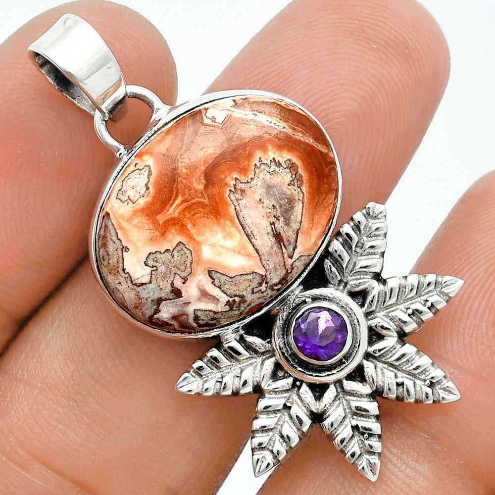 Premium Quality Rosetta Picture Jasper & Amethyst Pendant P-1425 56-EP10560