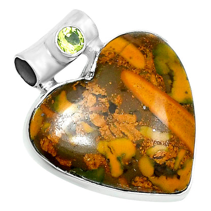Premium Heart Bamboo Jasper & Peridot Pendant P-1300 56-EP10644