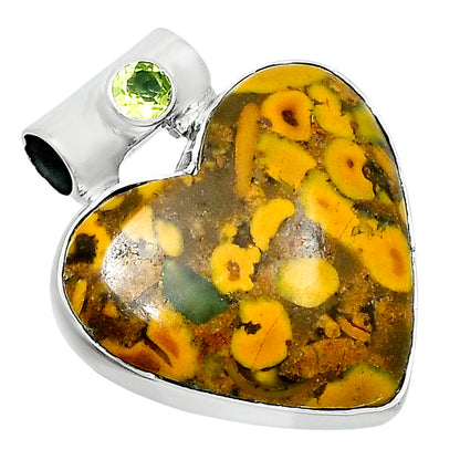 Premium Heart Bamboo Jasper & Peridot Pendant P-1300 56-EP10646