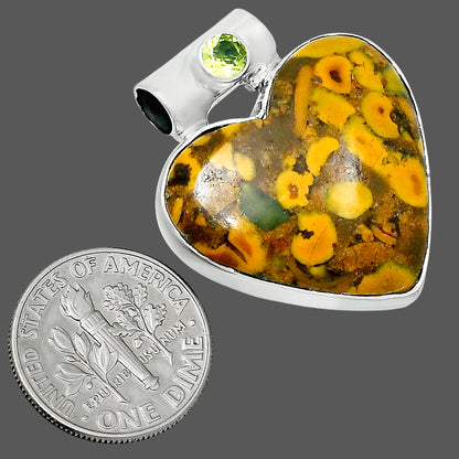 Premium Heart Bamboo Jasper & Peridot Pendant P-1300 56-EP10646