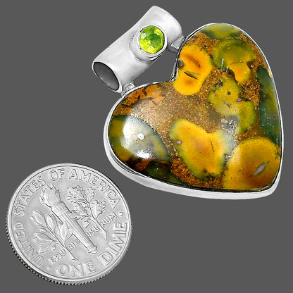 Premium Heart Bamboo Jasper & Peridot Pendant P-1300 56-EP10647