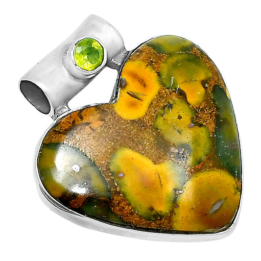 Premium Heart Bamboo Jasper & Peridot Pendant P-1300 56-EP10647