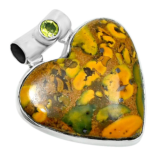 Premium Heart Bamboo Jasper & Peridot Pendant P-1300 56-EP10648