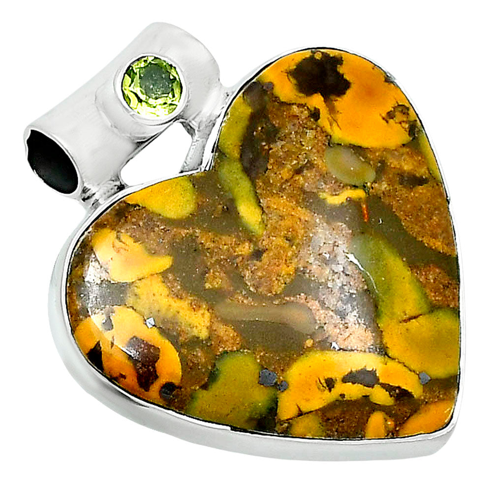 Premium Heart Bamboo Jasper & Peridot Pendant P-1300 56-EP10650