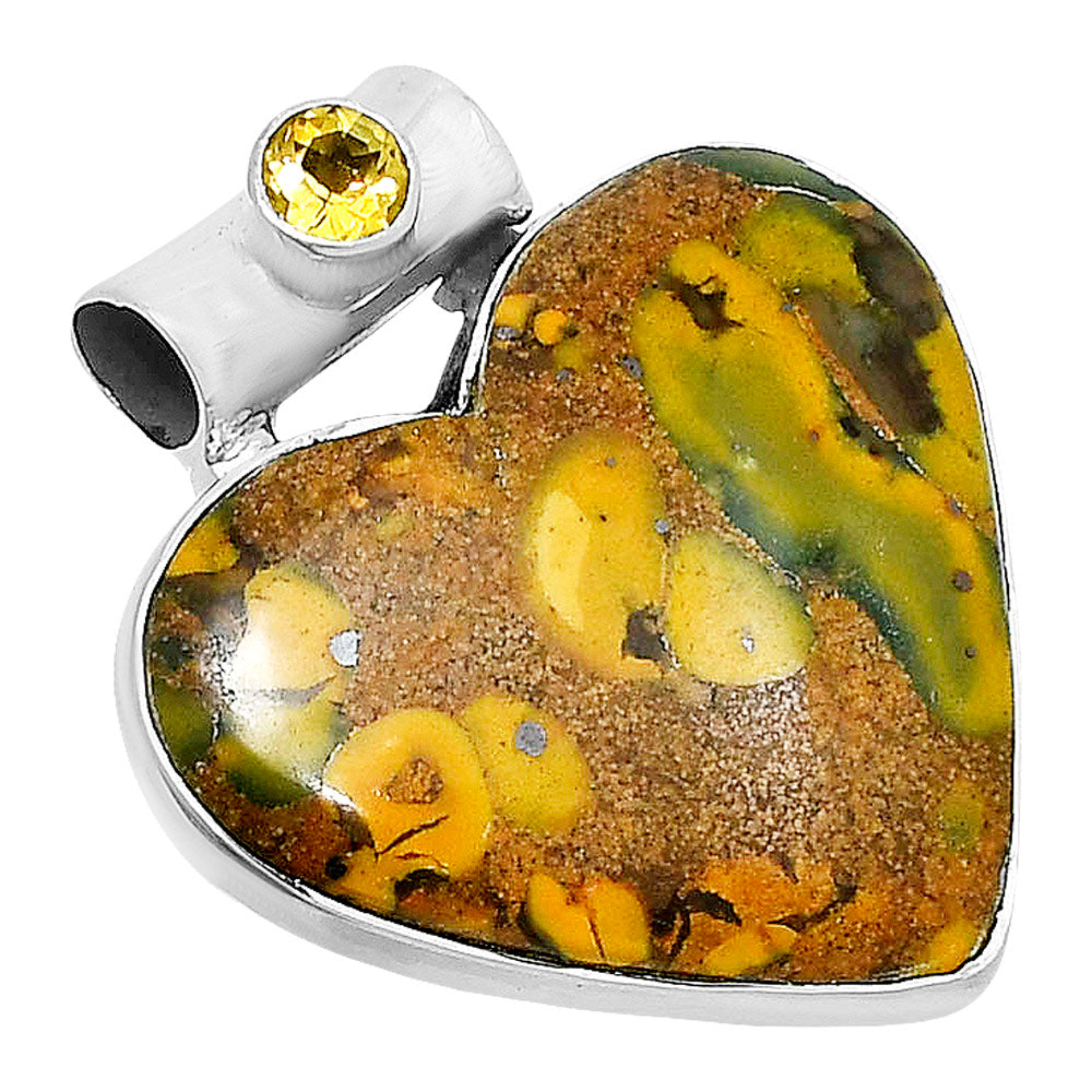 Premium Heart Bamboo Jasper & Citrine Pendant P-1300 56-EP10652