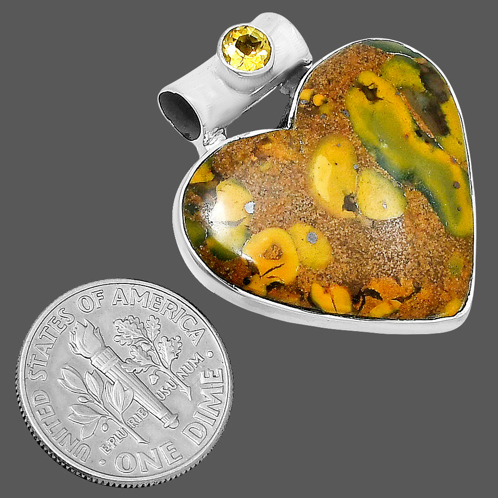 Premium Heart Bamboo Jasper & Citrine Pendant P-1300 56-EP10652