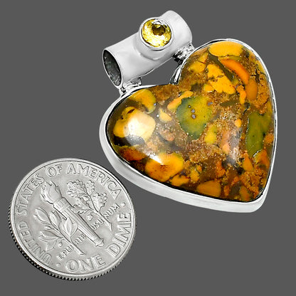 Premium Heart Bamboo Jasper & Citrine Pendant P-1300 56-EP10653