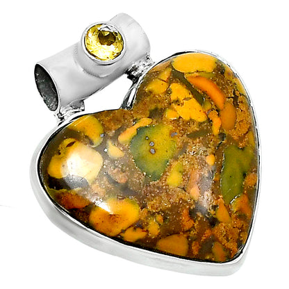 Premium Heart Bamboo Jasper & Citrine Pendant P-1300 56-EP10653