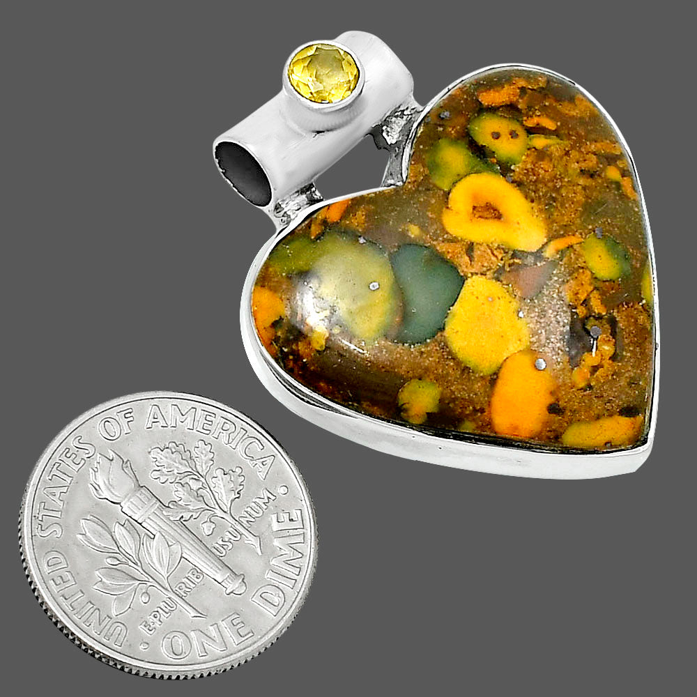 Premium Heart Bamboo Jasper & Citrine Pendant P-1300 56-EP10654