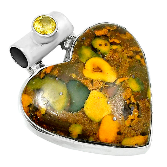 Premium Heart Bamboo Jasper & Citrine Pendant P-1300 56-EP10654
