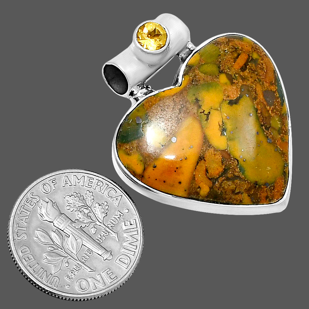 Premium Heart Bamboo Jasper & Citrine Pendant P-1300 56-EP10655