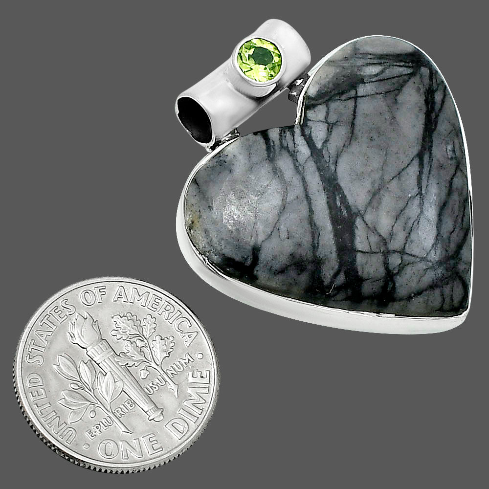 Premium Quality Heart Picasso Jasper & Peridot Pendant P-1300 56-EP10669