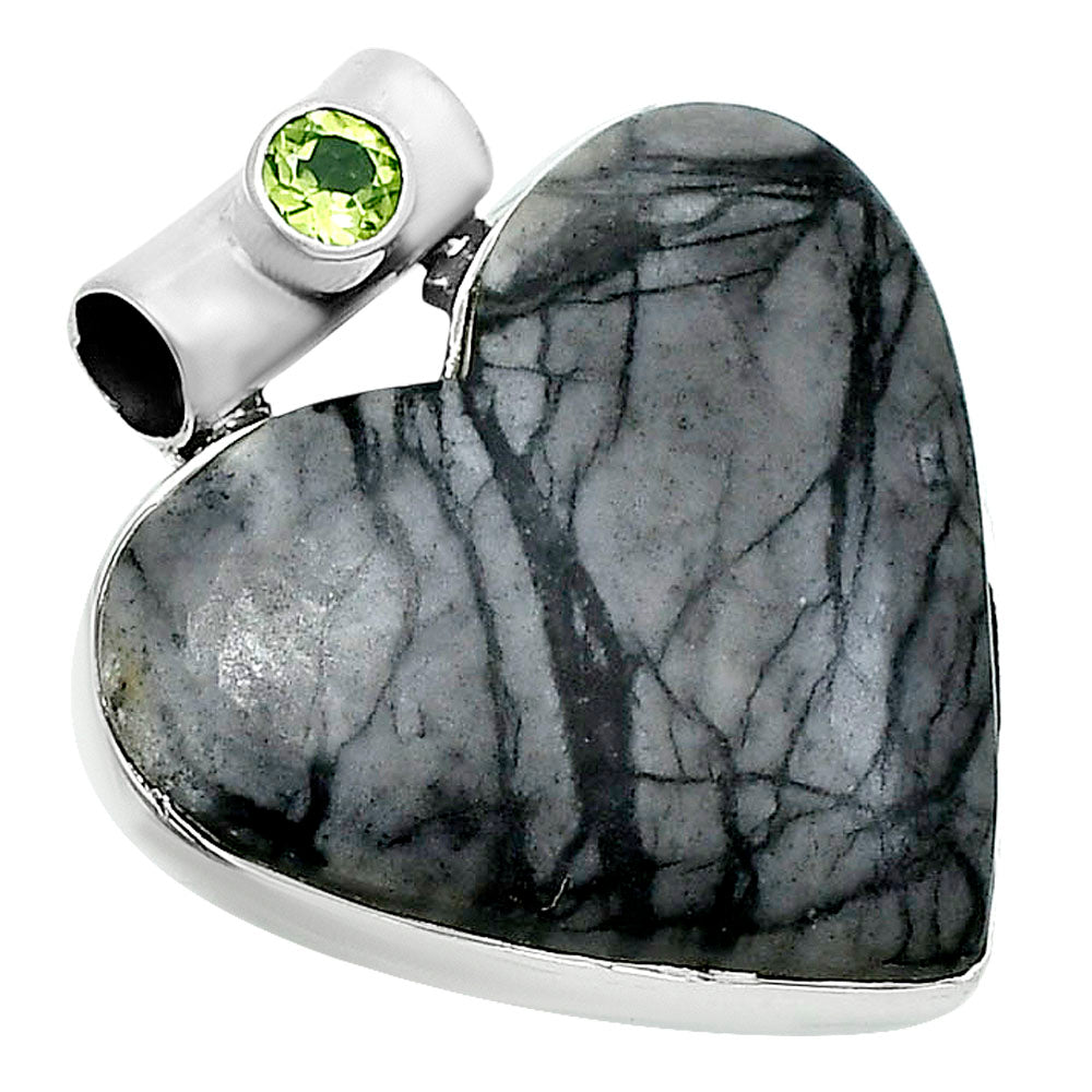Premium Quality Heart Picasso Jasper & Peridot Pendant P-1300 56-EP10669